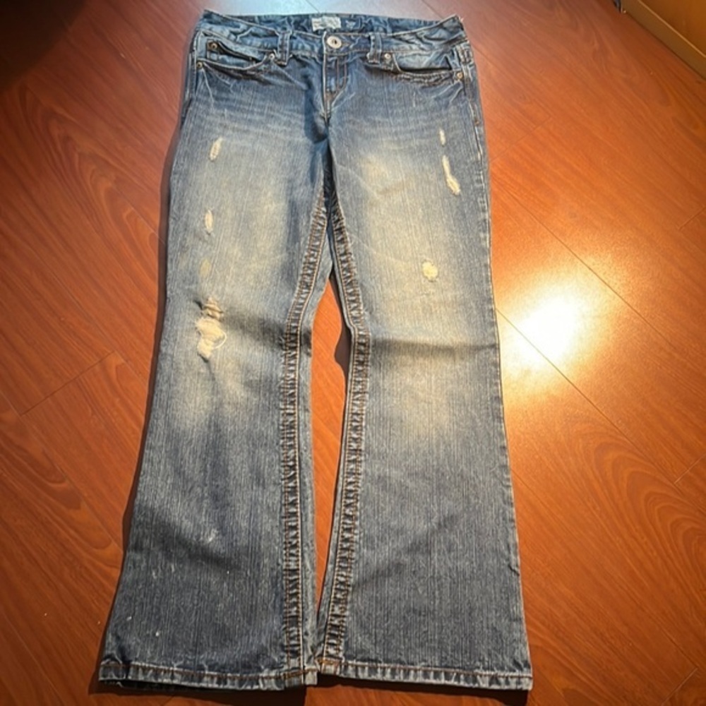 Aeropostale Hailey‎ skinny flare mid-low rise size 7/8 denim blue jeans
